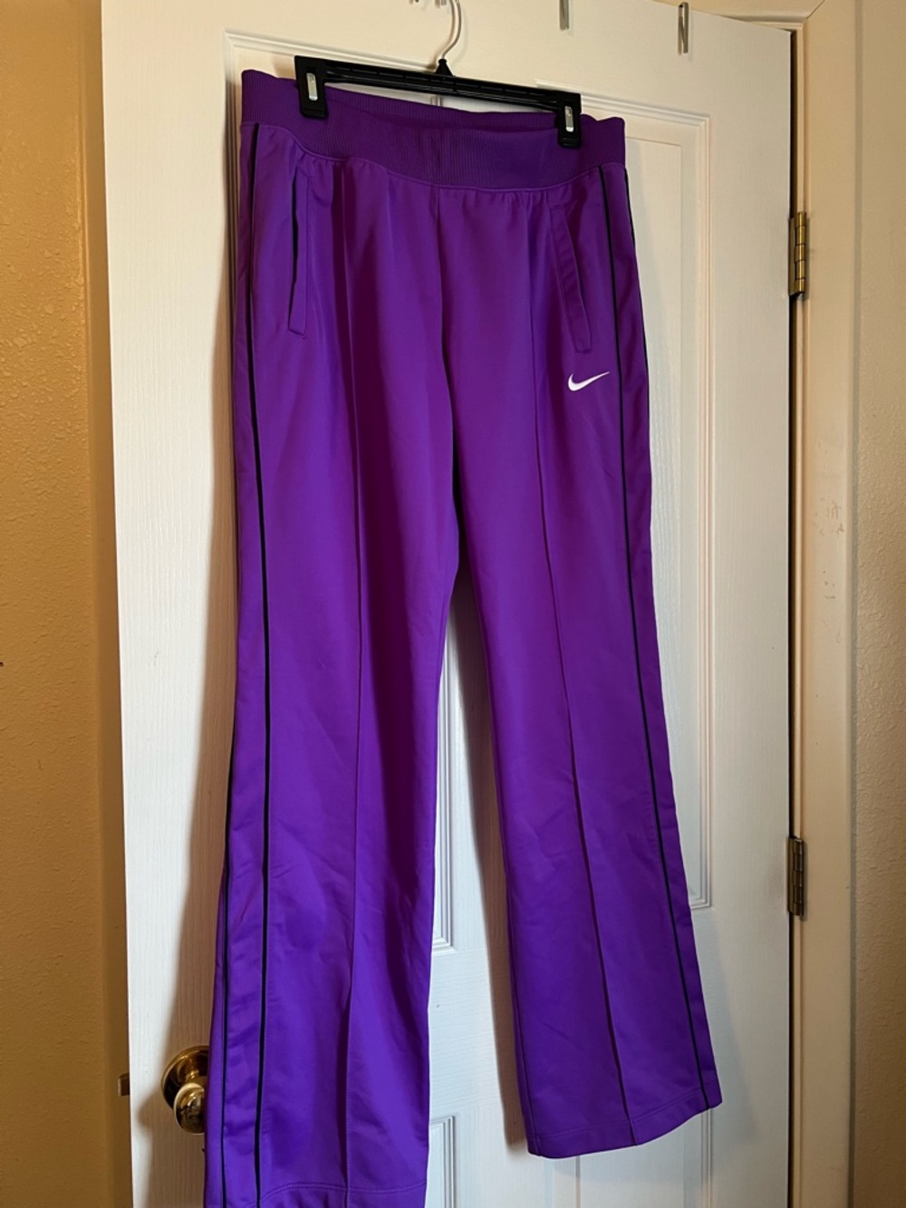 Nike Girls' Purple Track Pants with Black Piping